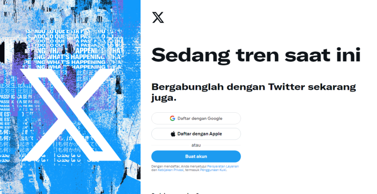 laman twitter dengan logo x