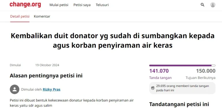 link petisi donasi agus