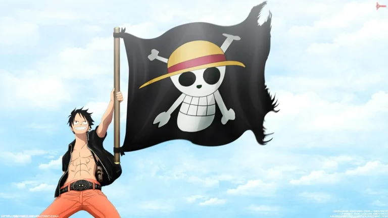 luffy mengibarkan bendera