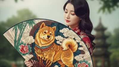 perempuan dengan kipas shio anjing