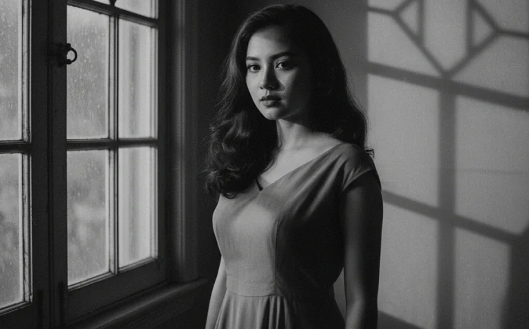 gambar wanita dengan gaya vintage hitam putih