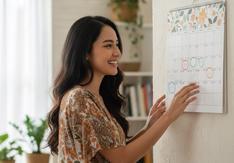 cewek melihat kalender